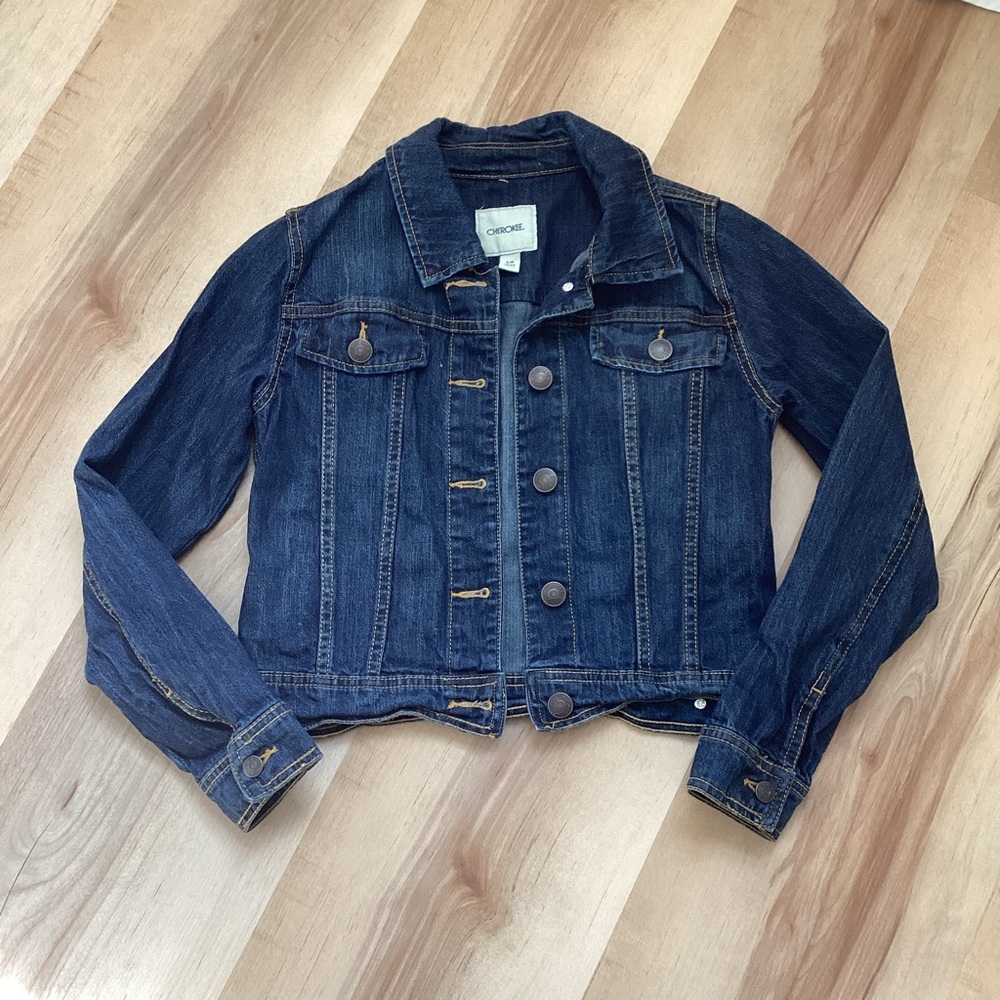 Cherokee Blue Jean Jacket Classic Collar | girls L 10/12 | spring casual Easter